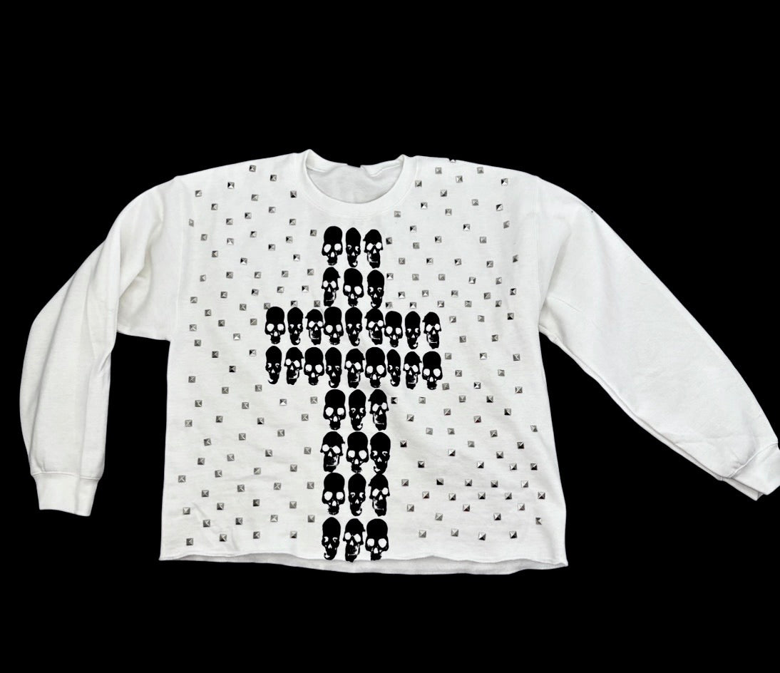 Bone cross studded unisex sweatshirt 1 of 1