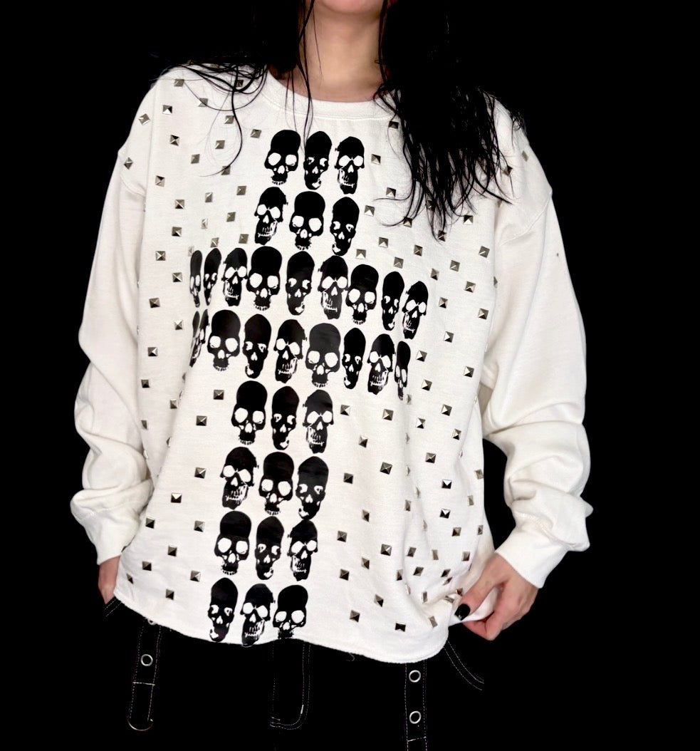 Bone cross studded unisex sweatshirt 1 of 1