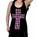 Skull cross studded wide strap tank top
