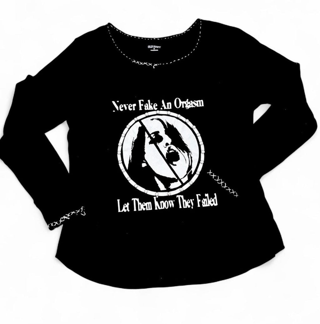 Never fake an orgasm long sleeve alternative top (Copy)