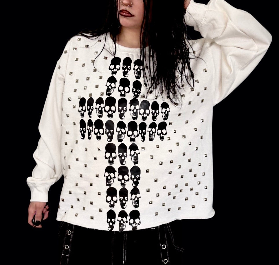 Bone cross studded unisex sweatshirt 1 of 1
