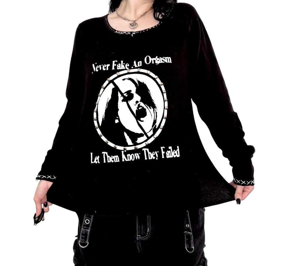 Never fake an orgasm long sleeve alternative top (Copy)