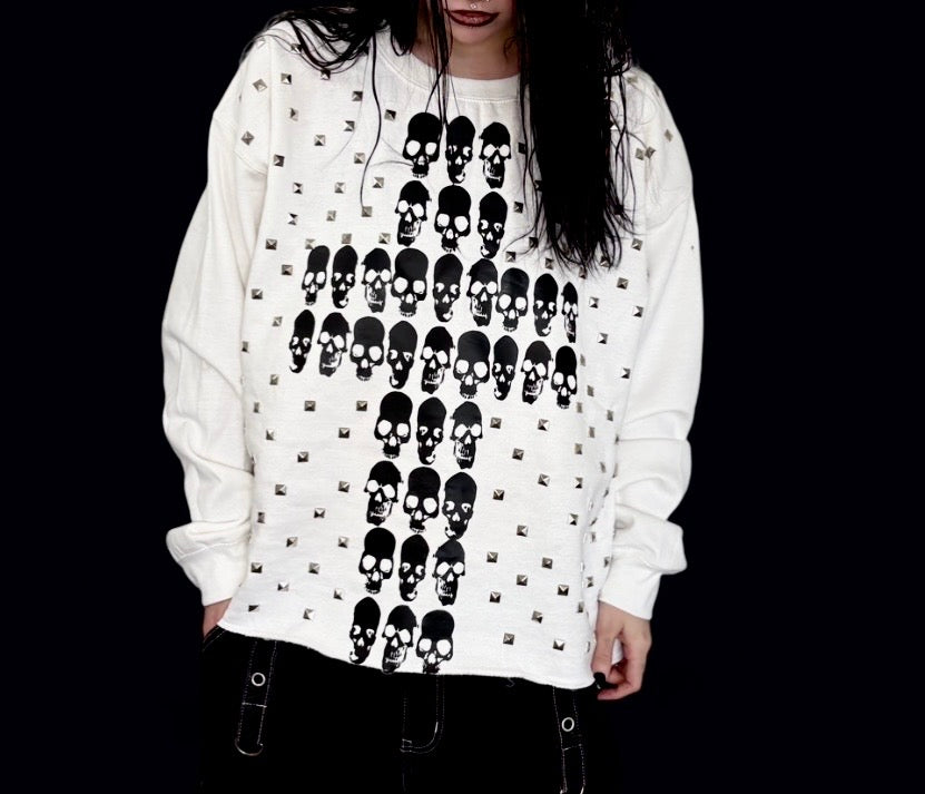 Bone cross studded unisex sweatshirt 1 of 1