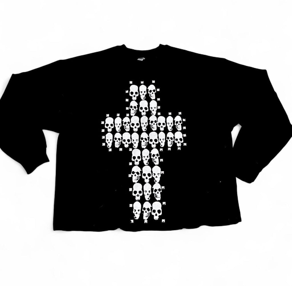Skull cross studded unisex sweatshirt