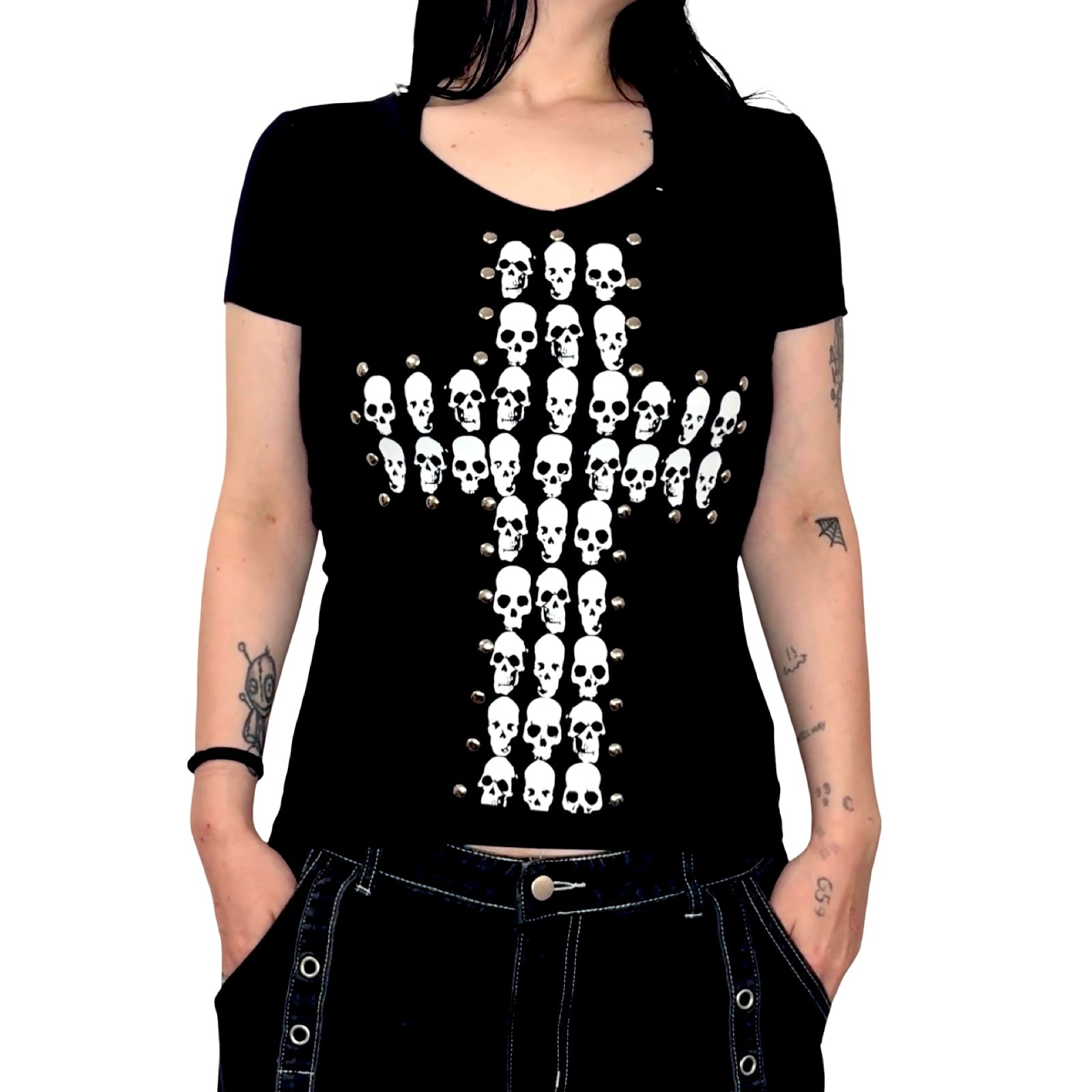 Skull cross studded top