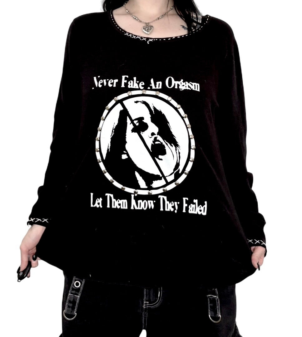 Never fake an orgasm long sleeve alternative top (Copy)