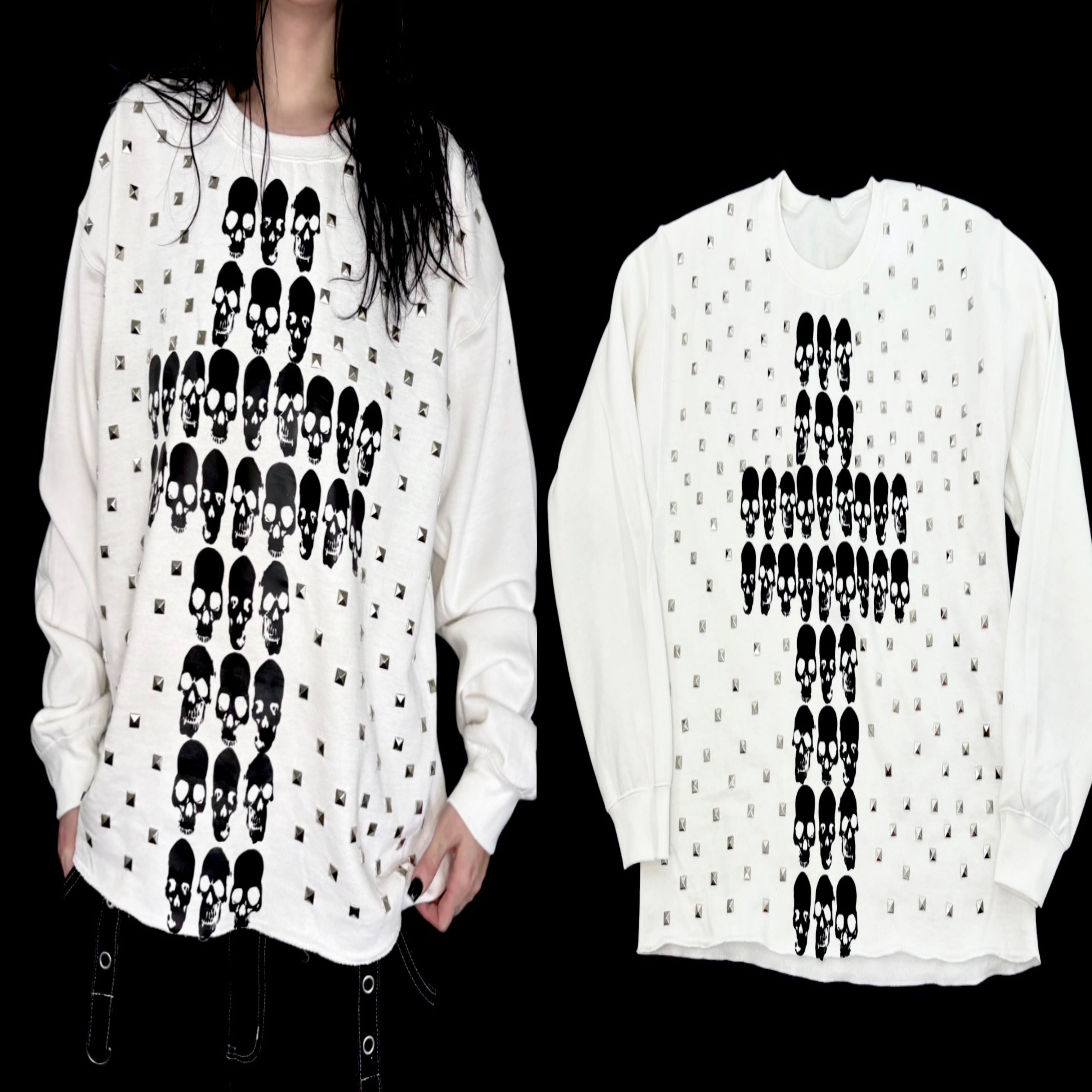Bone cross studded unisex sweatshirt 1 of 1